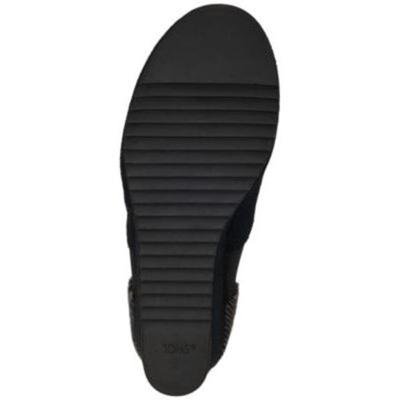 NWT TOMS Womens Black Mixed Media Emery Toe Wedge Slip On Suede Booties 7.5 - Picture 4 of 5